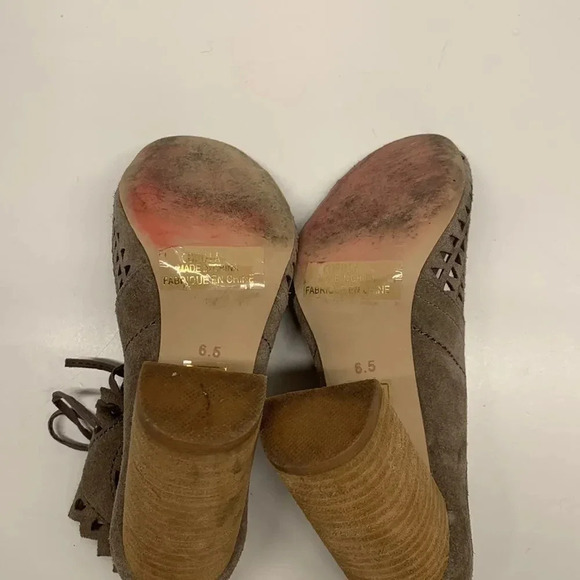 Jeffrey Campbell Cordia Peep Toe Heels Laser Cut Suede High Heels Ankle Size 6.5 - Picture 10 of 12